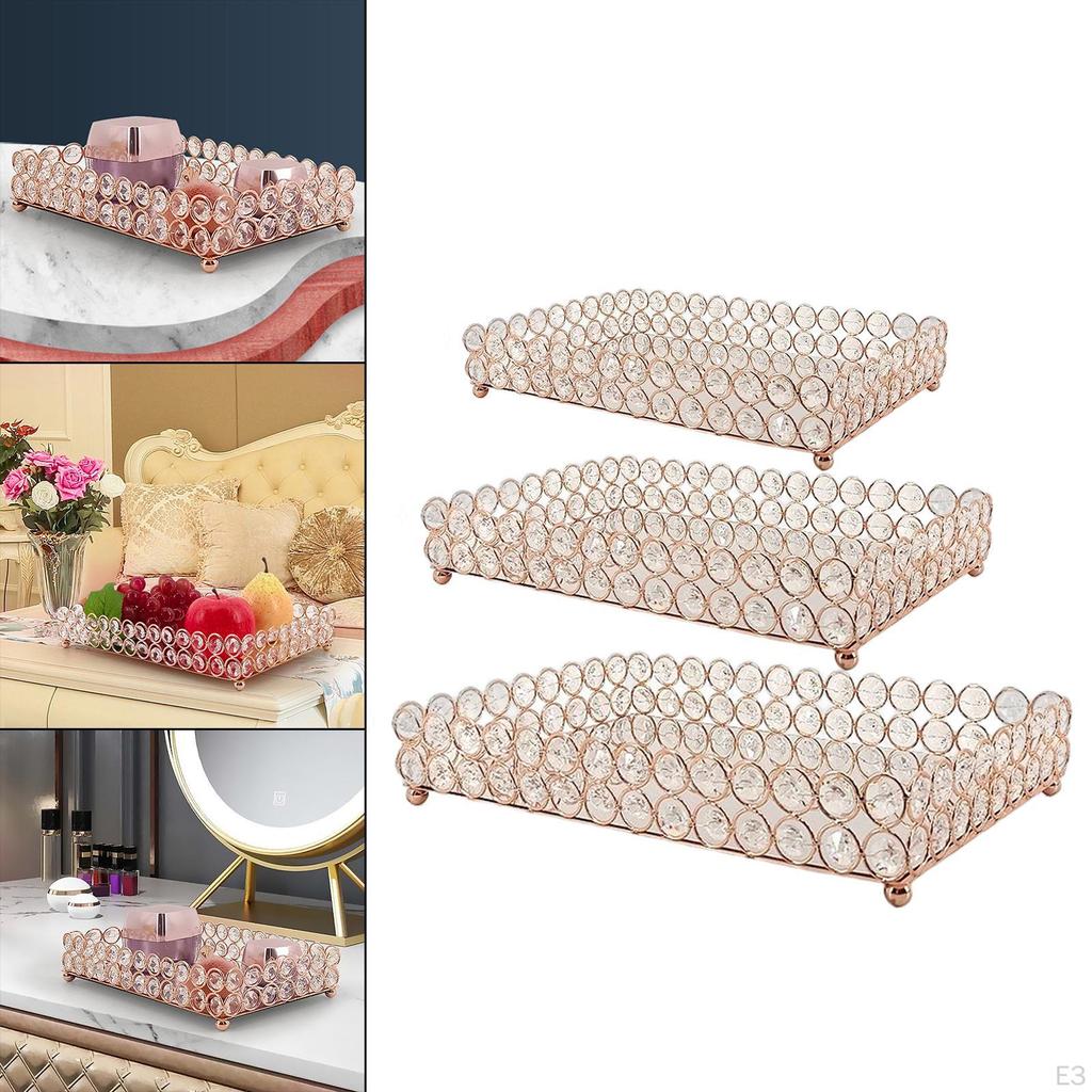 Decorative Mirrored Fruit Tray Holder, Food Storage Display Panel Vanity for Wedding Restaurant