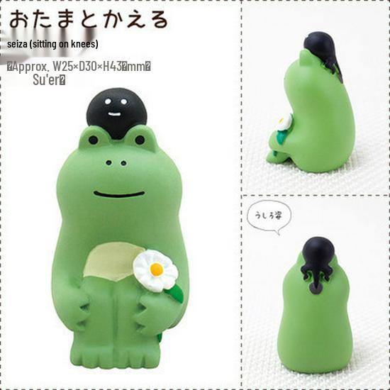 Spring Farm Garden Miniature Cute Cat & Frog Resin Ornaments