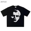 Harajuku Oversized Streetwear Men Clothing Lida 77Face Graphic Print Top Cotton Hip Hop Vintage Short Sleeve Tshirt Goth Y2k Tee