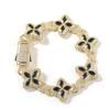 Hip-hop Rap Chain, Unlimited Four-leaf Clover Bracelet, Fashionable Cool Ruffian Handsome Premium 5A Zircon Color Necklace.