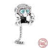 925 Copper Cute Animal Series Cat Dog Elephant Unicorn Bird Pendant Lucky Beads Fit Original Pantaro Charms Bracelet DIY Zircon