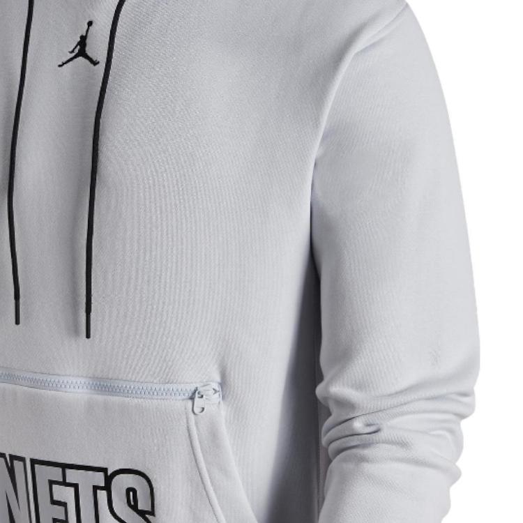 Jordan NBA Brooklyn Nets Fleece Hoodie Pullover Herren Tops Weiß Gold DR7008-043