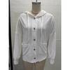 Autumn Winter Solid Color Casual Fashion Button Hooded Gold Velvet Long Sleeve Cardigan Coat Women