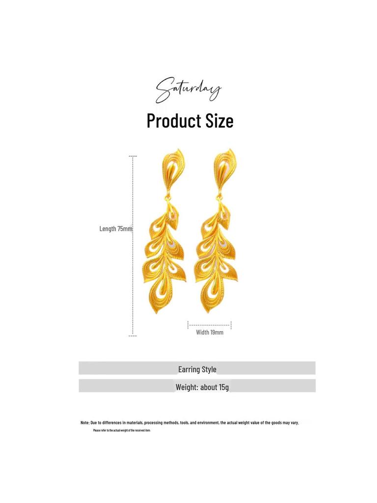 Gold-Plated Phoenix Bridal Imitation Earrings - Dragon and Phoenix Design