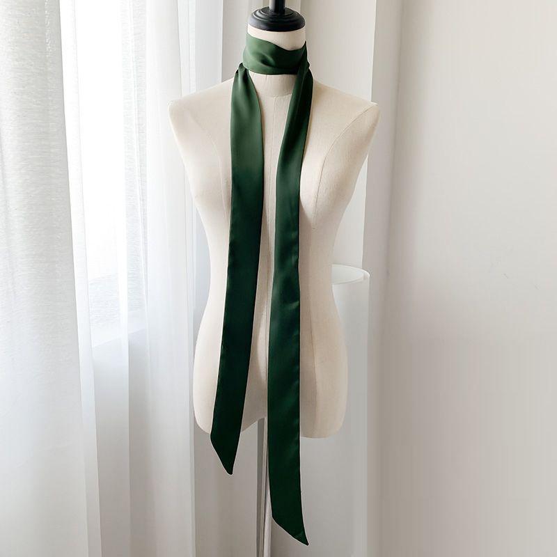 5x200cm Solid Color Silk Scarf for Women Versatile Narrow and Long Neckerchief Silk Satin Headband Fashionable Decoration Ribbon