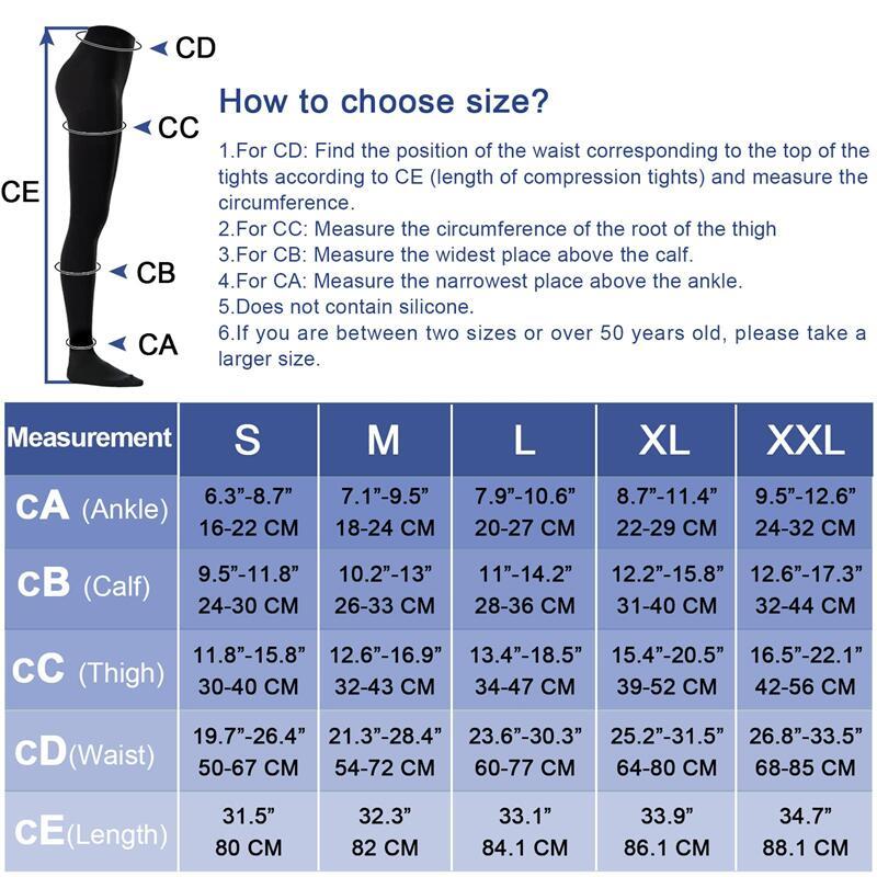 Medyczne rajstopy uciskowe damskie męskie kryjące z zamkniętymi palcami 20-30 mmHg stopniowany ucisk rajstopy pończochy na żylaki obrzęki