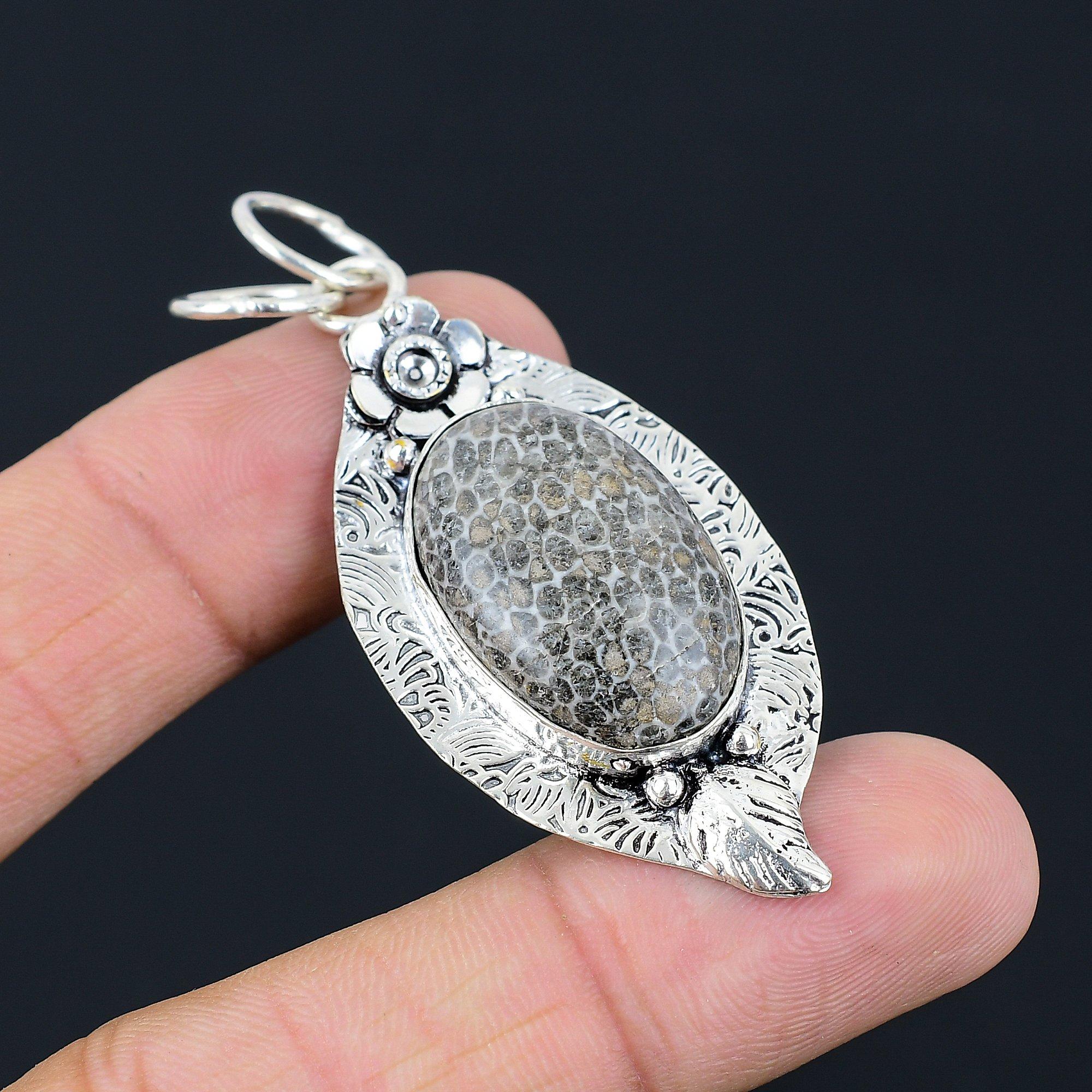 Stingray Coral Gemstone Mother Birthday Engagement Pendant 925 Sterling Silver