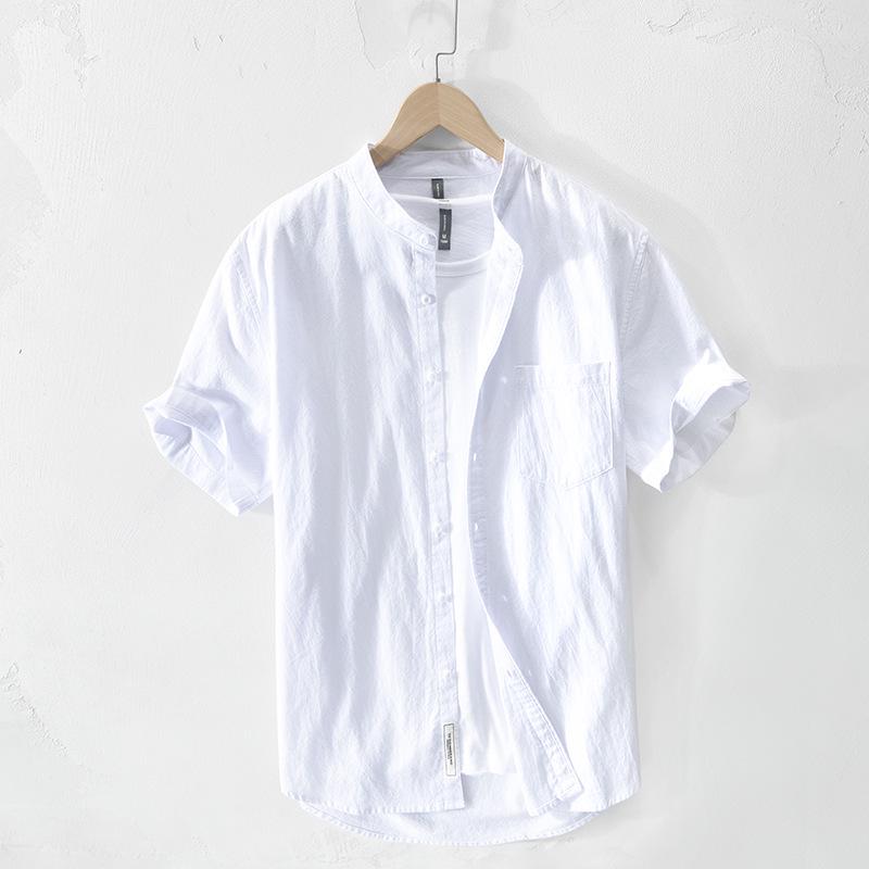 Z921 Men's Casual Stand-Collar Short-Sleeve Shirt Jacket - Spring/Summer Collection
