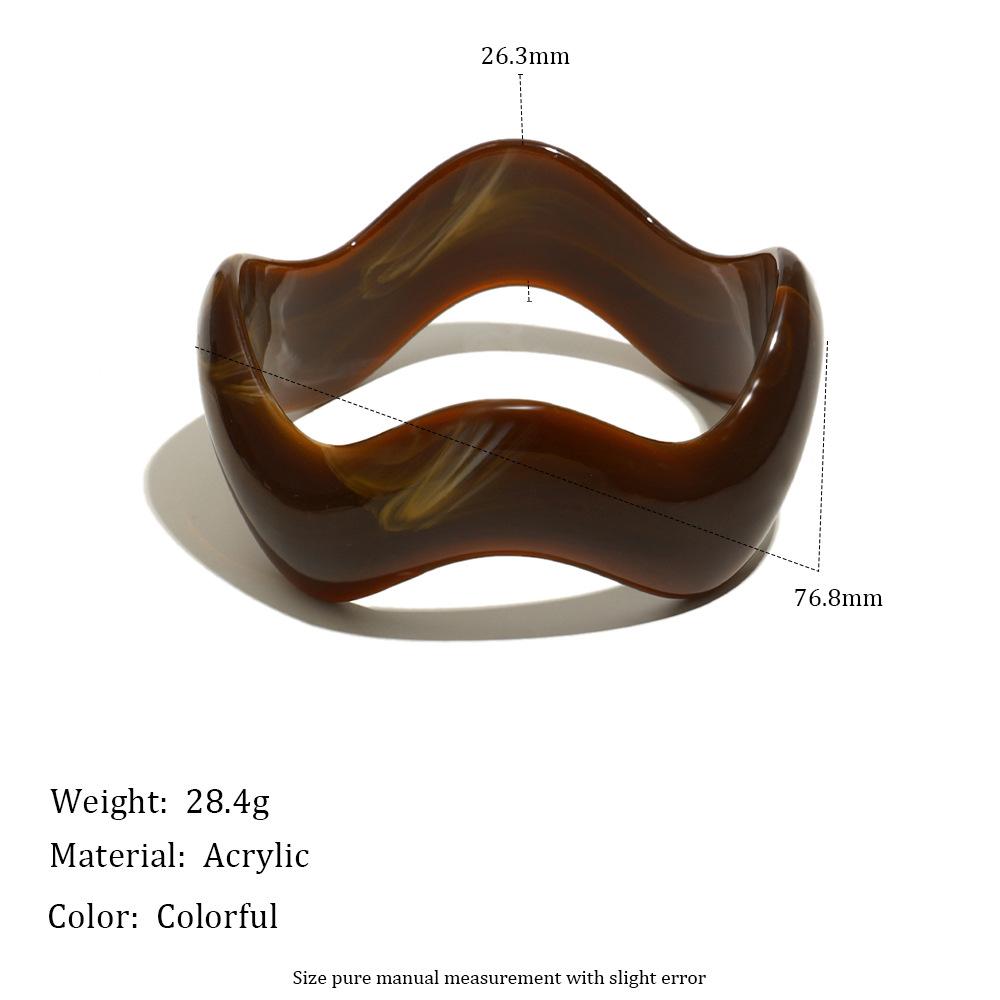 Exaggerated Acrylic Wavy Geometric Chunky Bracelet for Women Vintage Blue Brown Green Resin Wrist Bangles Charm Jewelry Gifts