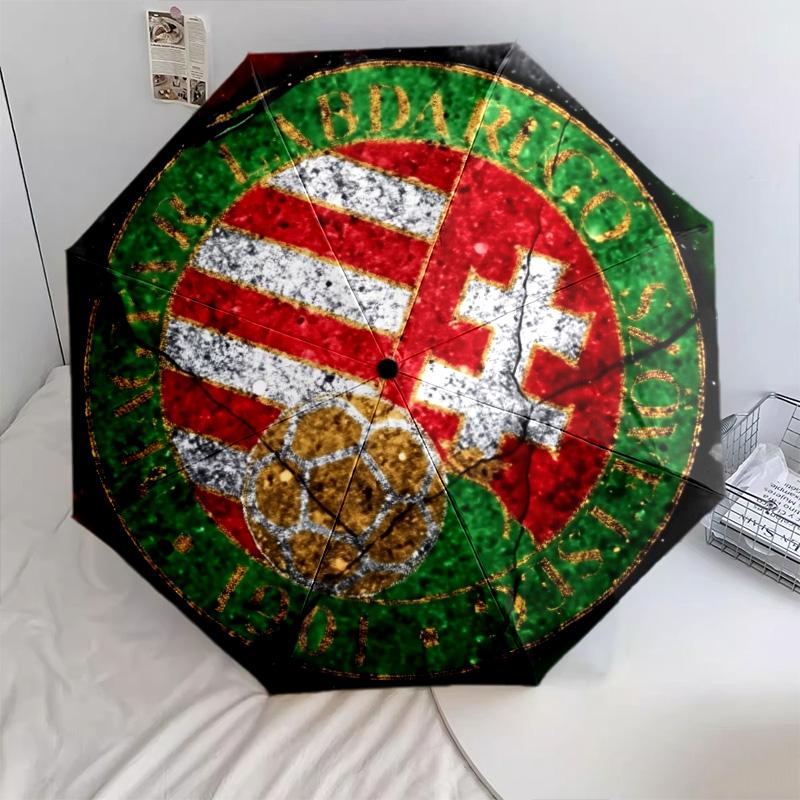 Hungary National Football Team pattern, automatic folding umbrella, portable and foldable design, 8 ribs, a Christmas or birthday gift.