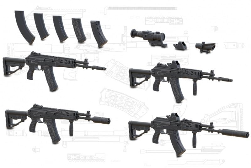 Miniarm Modern Assault Rifle Early Model Resin Kit B35273 1/35 Russian/Soviet AK-12 4-Piece (Military)
