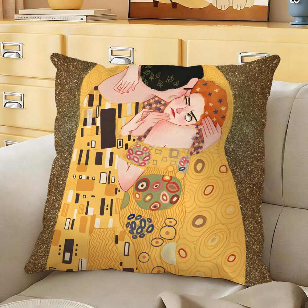 GGustav KKlimt Oil PPainting Cushion Cover Soft Durable Reversible Pillow Cover Home Car MultiScene Daily Comfort Pillowcase