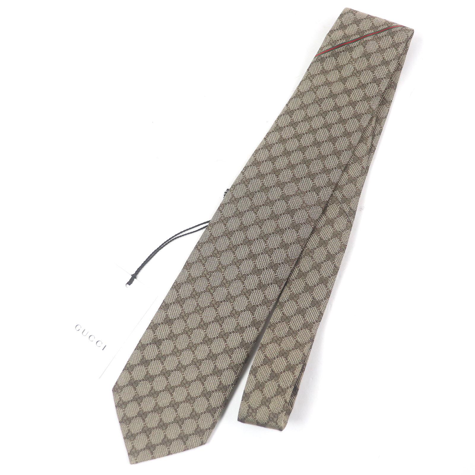 Pristine GUCCI tie GG logo all-over pattern web line beige silk mens 221582 Used