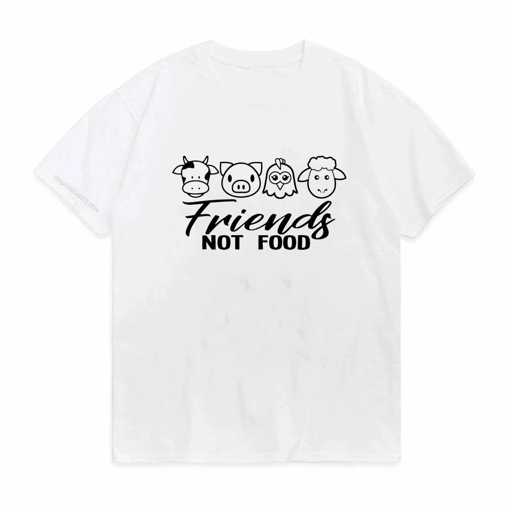 Friends Not Food TShirt Cute Vegan Tshirt Unisex Vegetarian Short Sleeve Summer Funny Vegan Design Tees Veggie Clothing Tops S