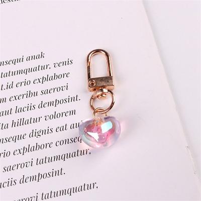 Dívčí roztomilé malé komoditní šperky Kreativní klíčenka broskvové srdce Krásný přívěsek Barevný Transparent