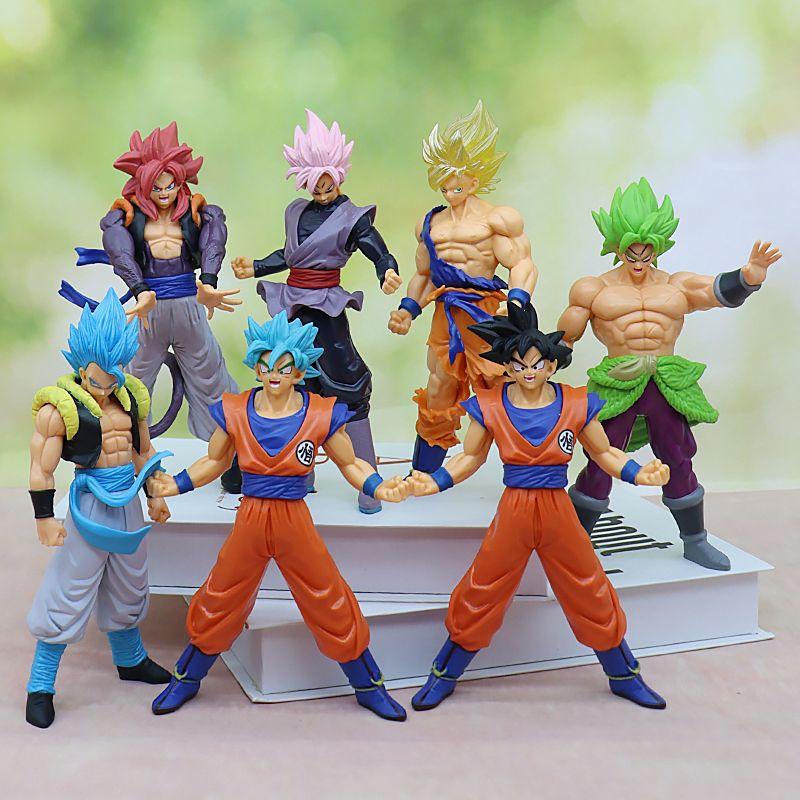 Figura de Son Goku Super Saiyan Anime Dragon Ball Goku DBZ Figura de Acción Modelo Regalos Figuras Coleccionables para Niños 18cm
