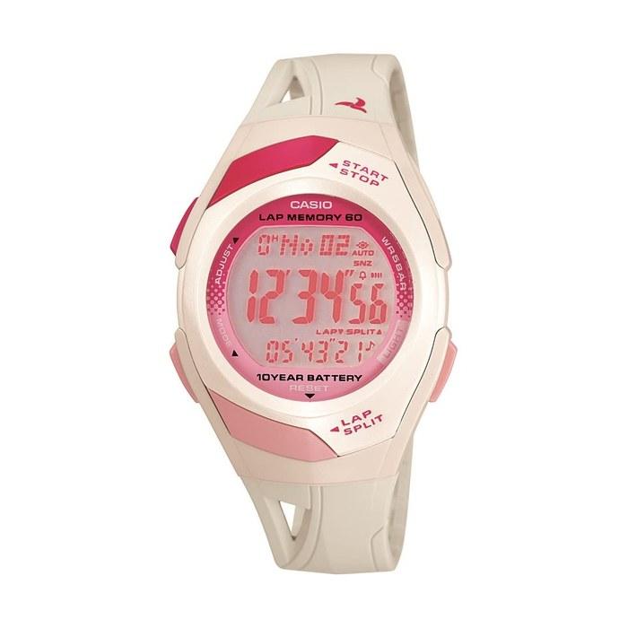 Casio Phys Runner Watch STR-300-7 Pink, 60 Lap Memory, 10 Year Battery, Silver