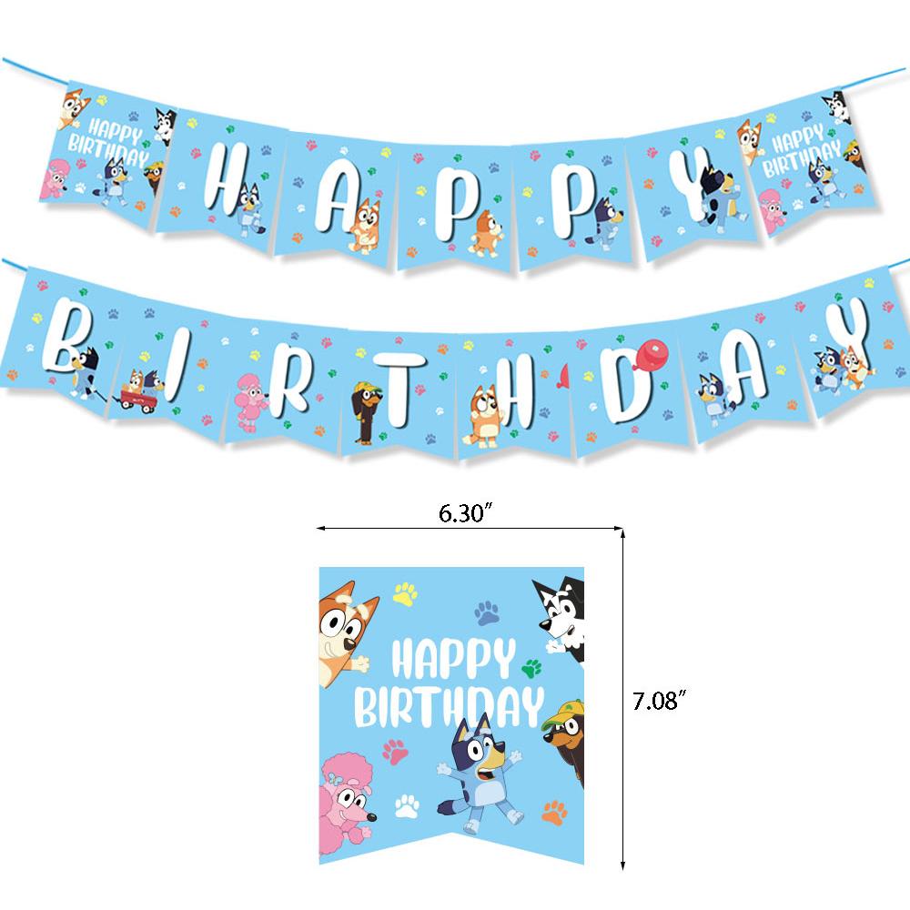 40PCS Bingo Bluey Birthday Party Supplies Include Banner Cake Topper Balloons
