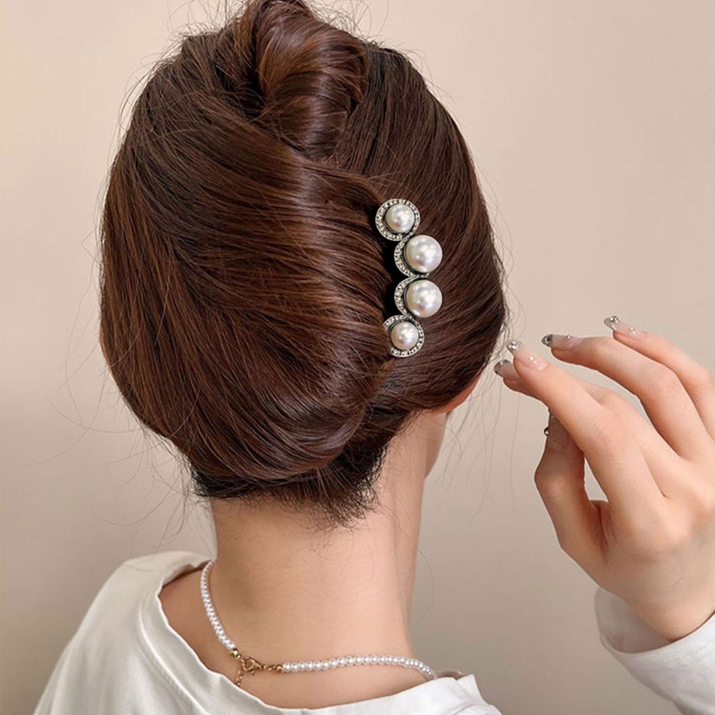 Elegant Metal Imitation Pearls Hairpins With Geometric Cutouts Secure Grip U-shaped Hair Pins For Updos And Styling