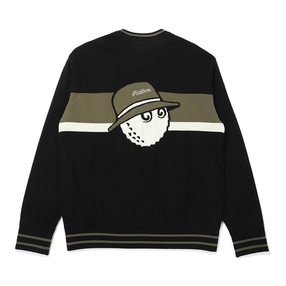 MALBON GOLF Back Bucket Point Lined Sweater Black (Man)