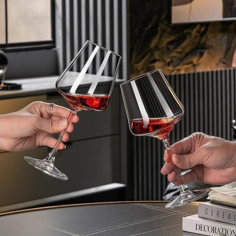 CRISTALGLASS Crystal Glass Red Wine Glass Set Home Use Large Wine Goblets 6 Pieces High-End Large Belly Glasses 425ml