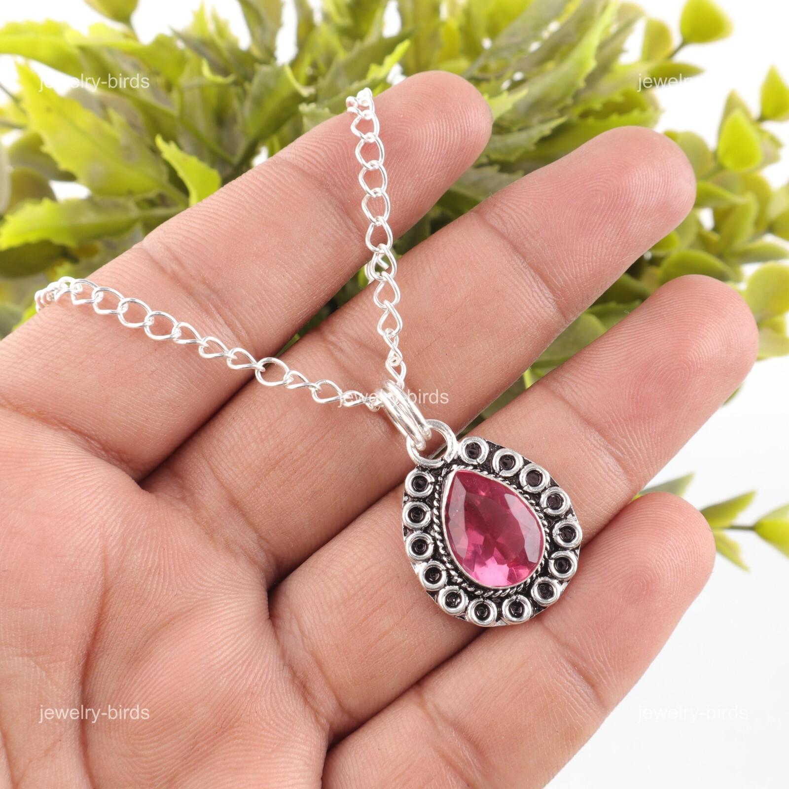 

Грушевидный розовый турмалин драгоценный камень серебро 925 пробы подарок жене кулон для сердечной чакры PP-26-18