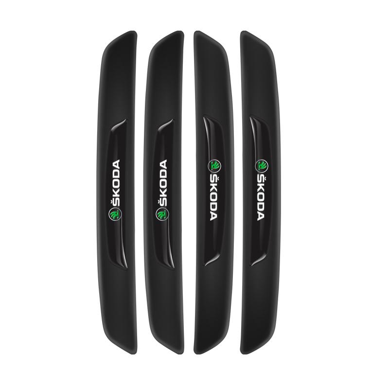 HFB4 4Pcs Rubber Anti Collision Strip Car Door Rearview Mirror Protector Stickers For Skoda Mk3 Yeti Kamiq Kodiaq Karoq Octavia Fabia