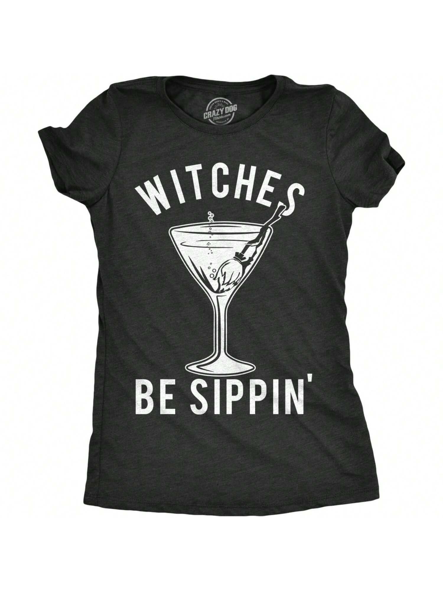 Wounisex Witches Be Sippin T Shirt Funny Halloween Party Drinking Tee For Ladies S разноцветный