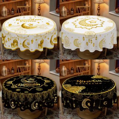 Față de masă rotundă Ramadan Husa de masă Decorațiune Ramadan pentru Casă Ramadan Kareem Petrecere Islamică Musulmană Cadou Eid Al-Fitr