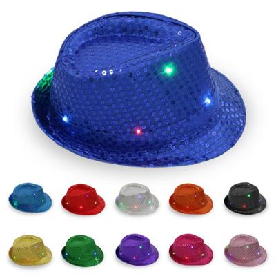 Flashing Light Up Colorful Sequin Fancy Dress Jazz Dance Party Club Stage Props Flash Party Hat for Men and Women