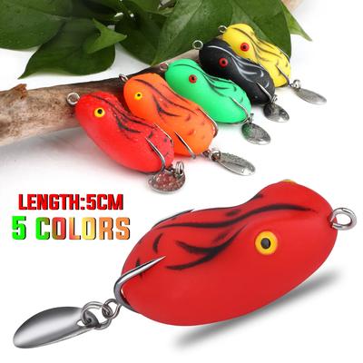 Soft Frog Lure Fishing Lures Double Hooks Topwater Ray Frog Artificial Lure 5cm/7.6g Soft Bait Thunder Frog Bait