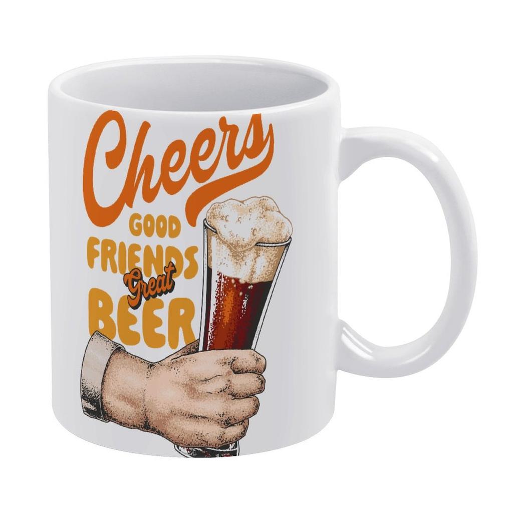 1pc 11oz Double-Sided Printed Mug for Beer Enthusiasts, Smooth White Ceramic, Gift Ready