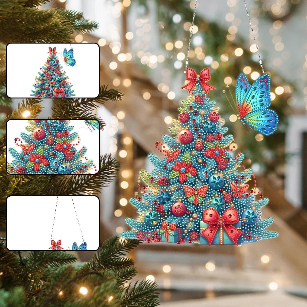 Acryl Sonderform Weihnachten 5D DIY Diamantmalerei Punkte Anhänger Strass Diamantenkunst Anhänger Diamantmalerei Ornamente