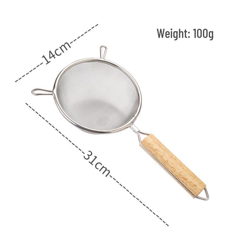 304 Stainless Steel Large Ladle with Wooden Handle and Double Ear, Kitchen Utensil Skimmer & Noodle Strainer.