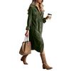 Women's Fashion Casual Color Corduroy Long-sleeved Dress With Lapel Shirt , Loose Long Skirt