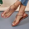 2026 New Women Sandals Summer Casual Lightweight Shoes Woman Beading Elastic Band Flip Flops Femme Fashion Flat Outdoor Sandals