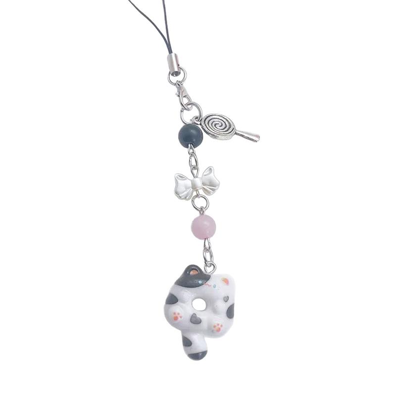 Kawaii Keks Kätzchen Handyband Cartoon Katze Perlen Handykette Paar Schlüsselanhänger Kamera Kopfhörerhülle Anhänger