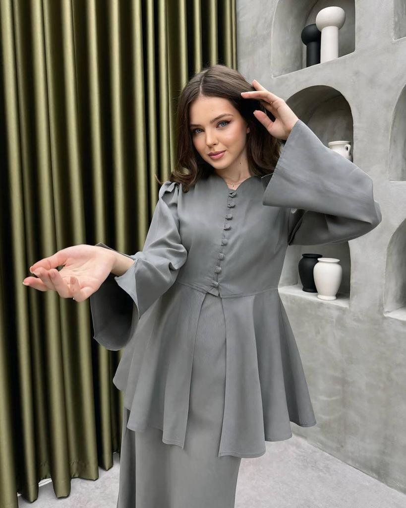 Women's 2026 Autumn Two-Piece Set: Elegant Solid Cardigan & Socialite Dress