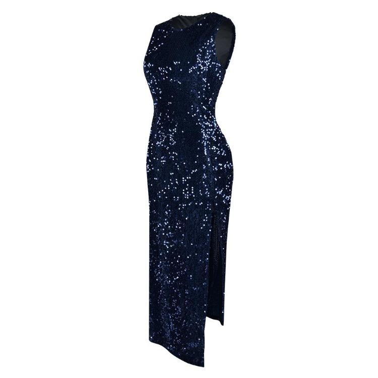 Sequin Shiny Women Long Sleeveless Bodycon Dress Evening Party Wedding Formal Hip Package