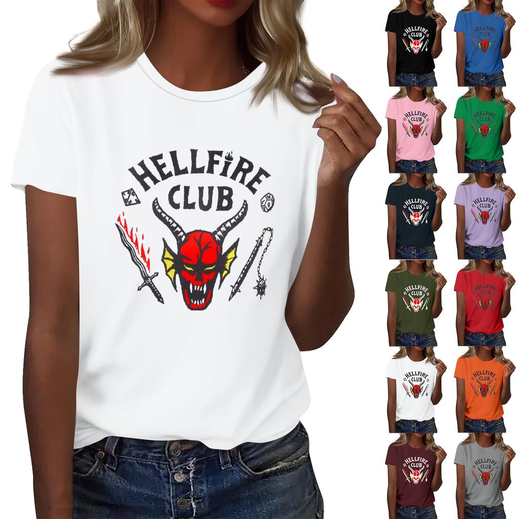 Women's Fashionable Casual Short Sleeved Printed T-Shirt Round Neck Top