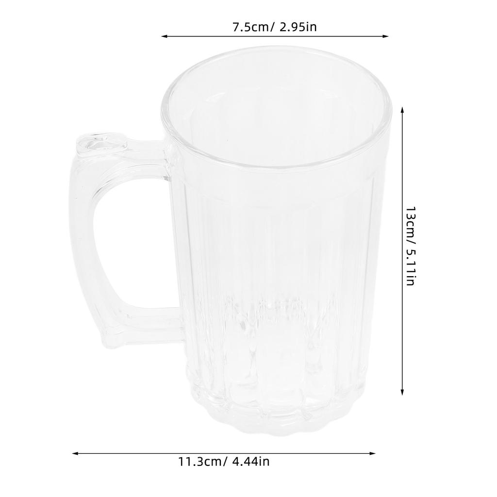 Beer Mug Large Capacity Acrylic Beer Drinking Cup 390Ml Handle Household Bar Water Cup for Home Restaurant Party