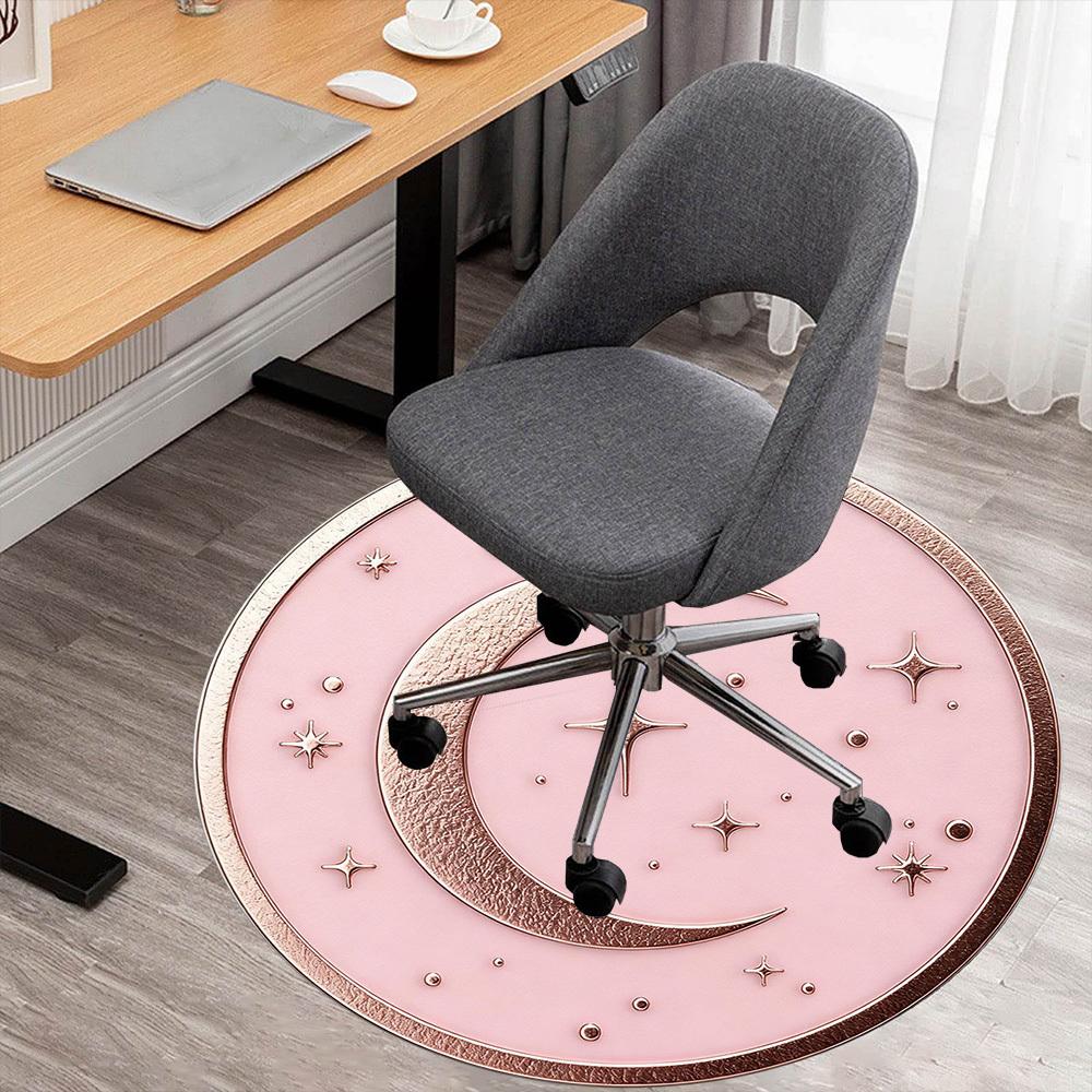 1pc Moon Star Round Chair mat office Area Rug - Non-Slip, Floor Mat for Office, Bedroom, Ideal home decor gift p0105044