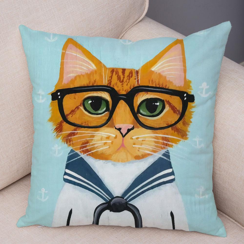 Bedroom Cute Funny Cartoon Coffee Cat Pillowcase Decoration Pet Animal Pillowcase Cushion Cover Sofa Home Car
