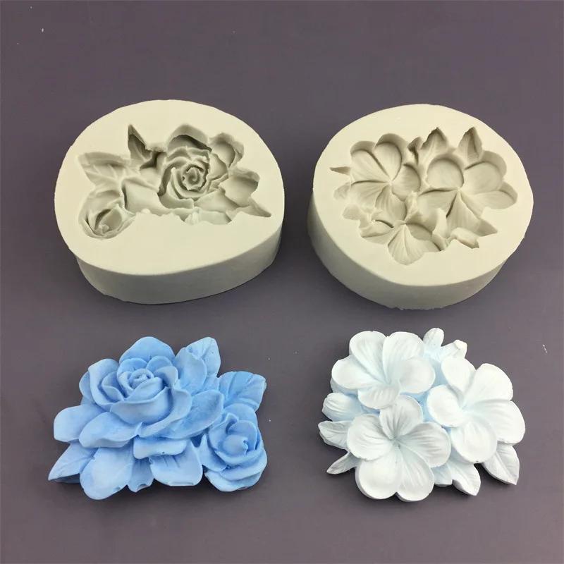 Flower Shape Silicone Cake Mold Gardenia Plumeria Rubra Soap Fondant Molds Cupcake Jelly Candy Chocolate Decoration Baking Tool