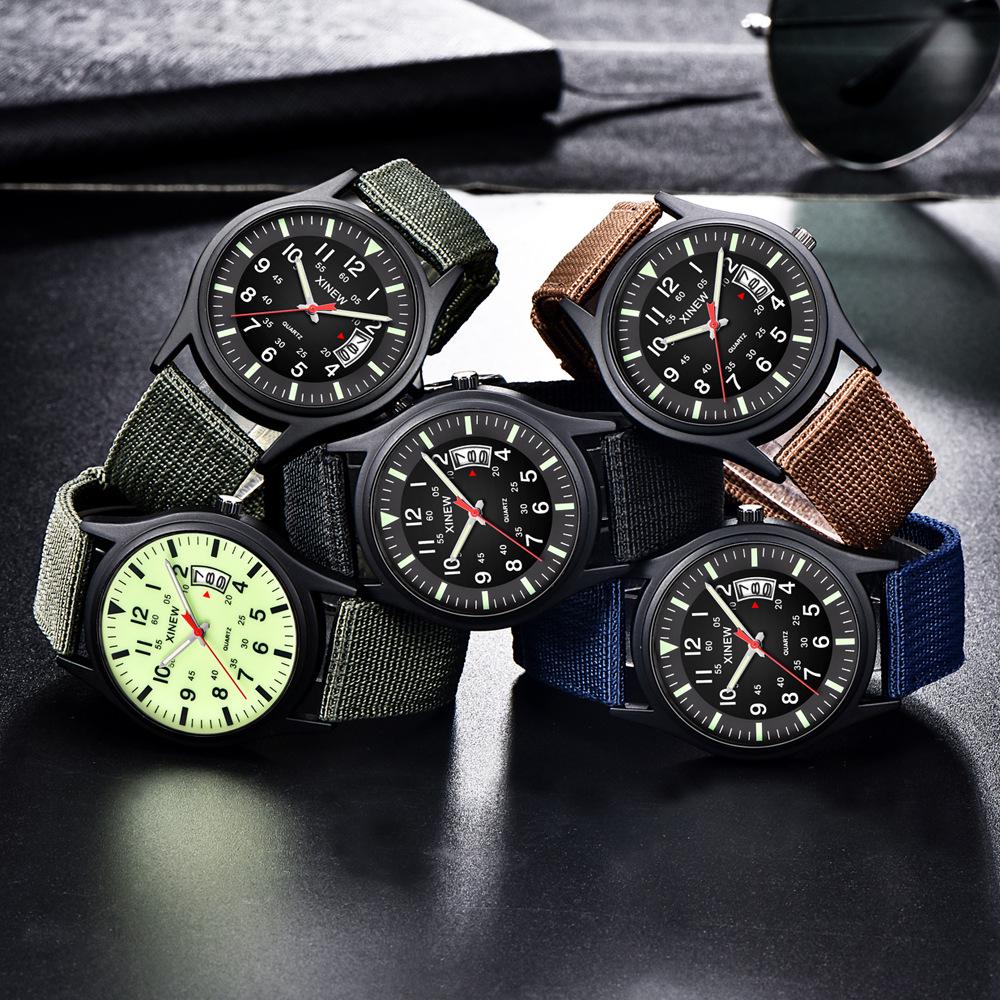 Herrenmode Nylonarmband Quarz-Uhr mit Datumsanzeige