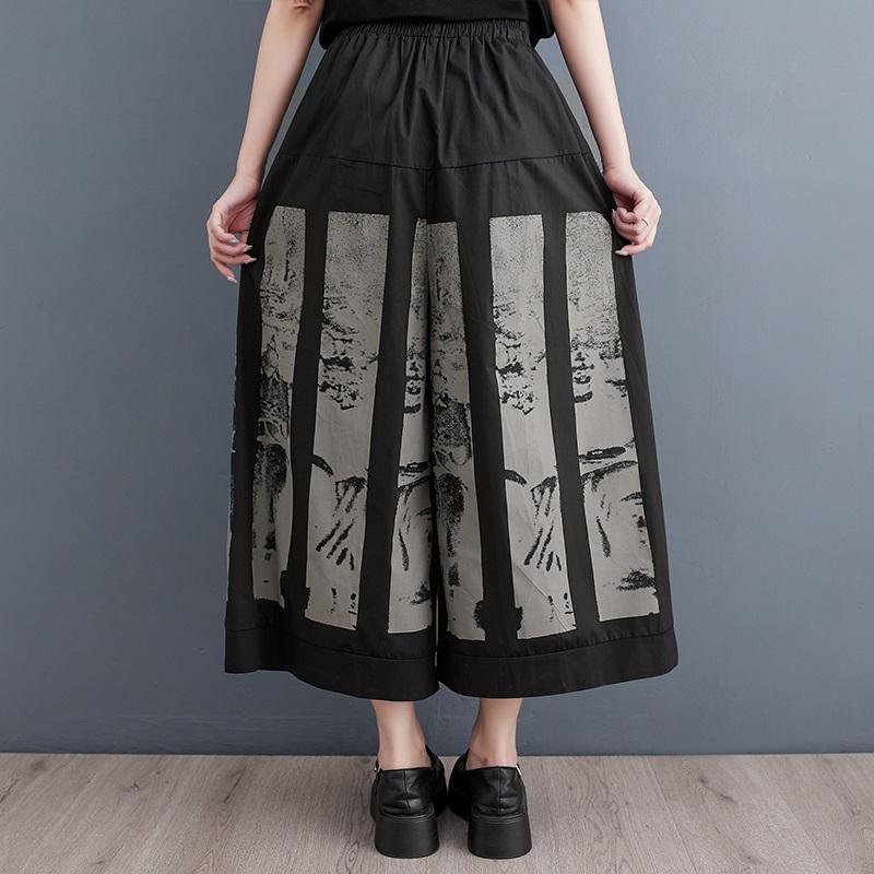 Negru supradimensionat cu talie înaltă vintage Pantaloni largi de vară cu picioare largi pentru femei Pantaloni