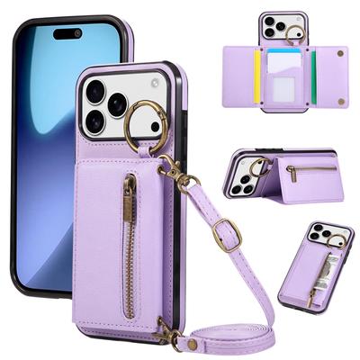 Zipper Triple Fold Cards Solt Wallet Leather Case For iPhone 17 Pro Max 16 15 14 13 12 11 Plus 16E Bag Pocket Kickstand Cover