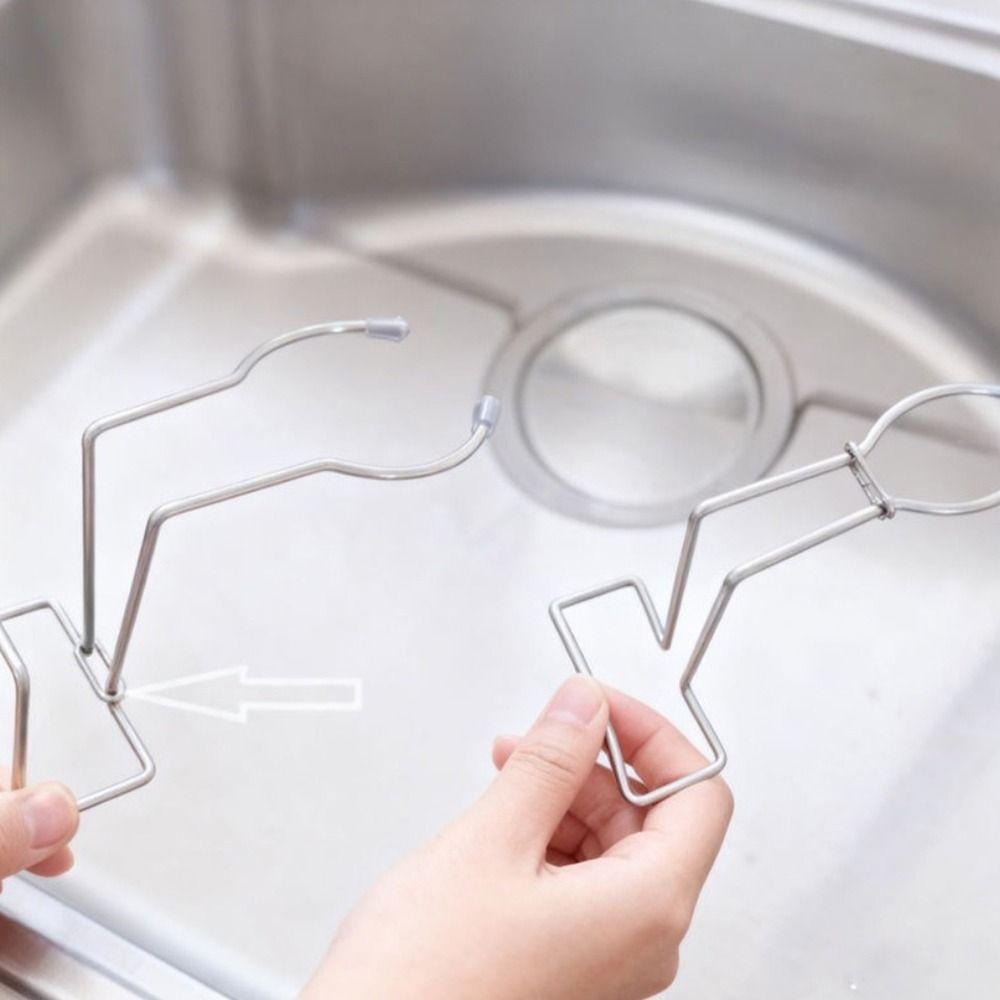 Practical Stainless Steel Sink Sponge Drain Rack Adjustable Simple Faucet Hook No-Drill Steel Wire Ball Holder Cleaning Storage