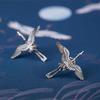 Yunzhiyu Yu Shuxin Yunwei Shirt with the Same Earrings, National Style, Crane Stud Earrings, Niche Design Sense of Old Earrings