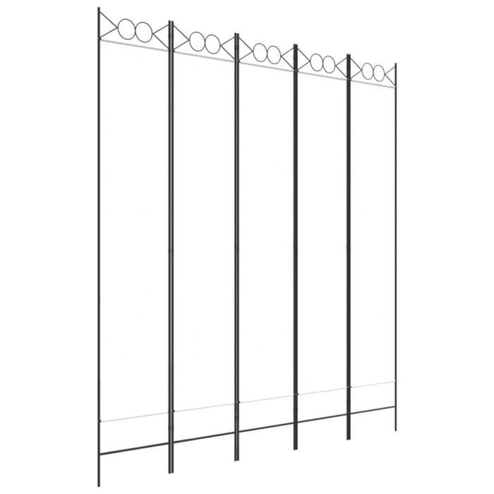 350170 vidaXL Room Divider 5 Panels White 200x220 Cm Fabric